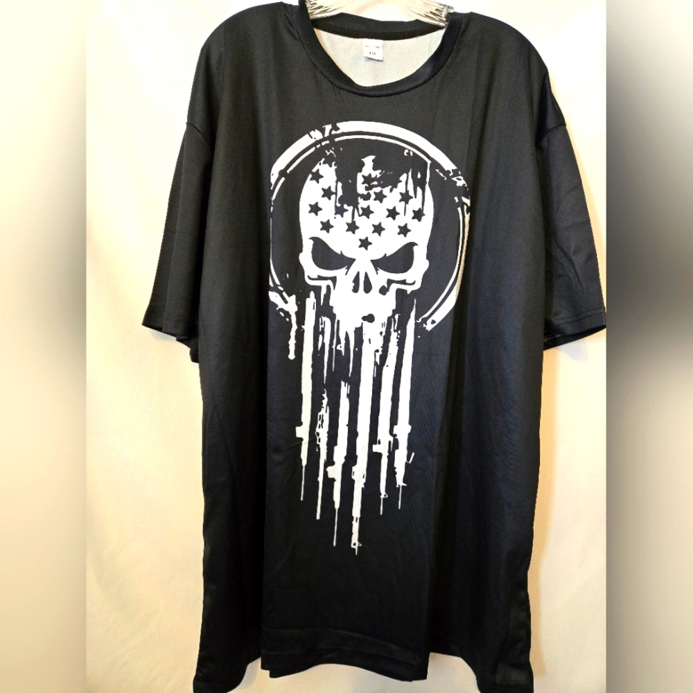 Short Sleeve Tee, 4XL, Skull, Mototcycle, Shirt, Independence,  Eagle, Black